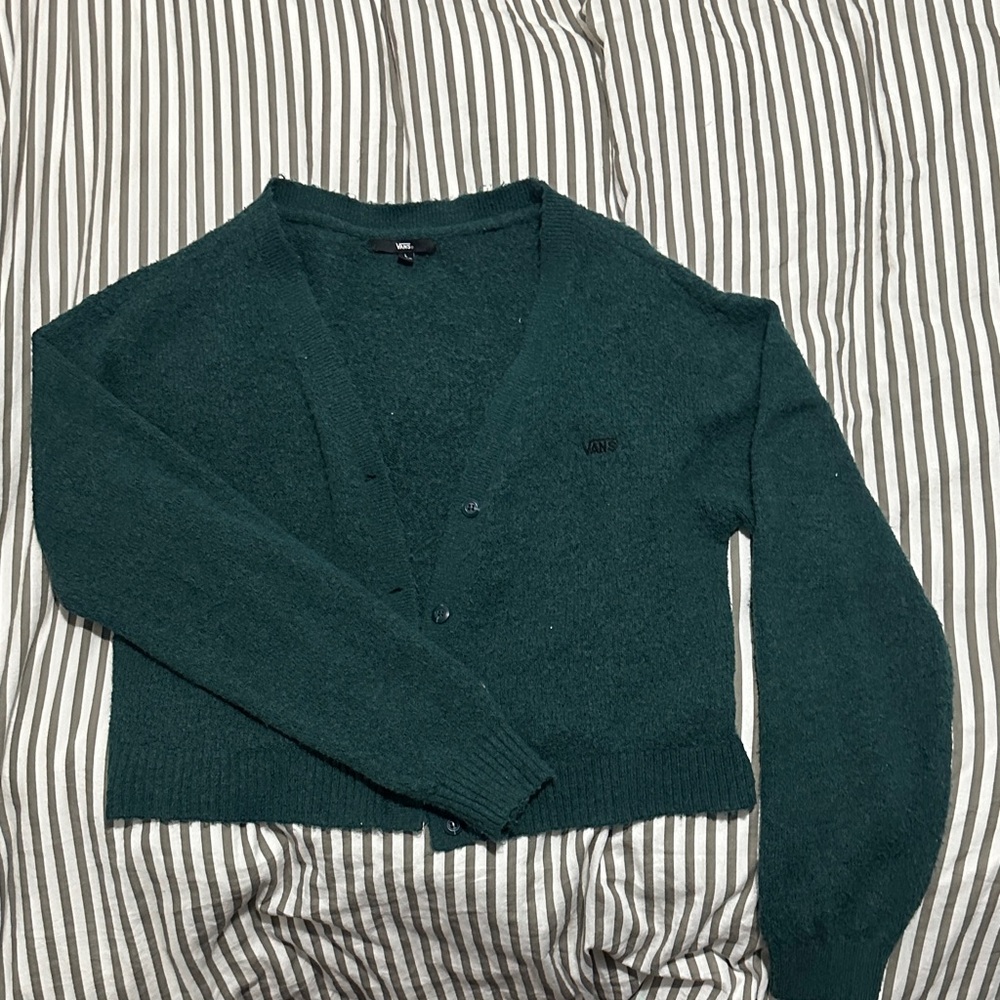 Vans Deep Teal Cropped Button-Up Cardigan